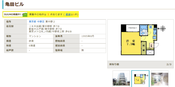 １Kマンションの一室