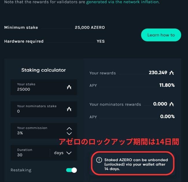 ロックアップ期間は14日間