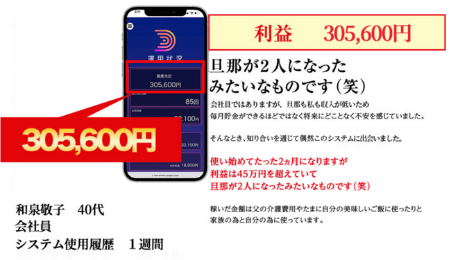 利用者の実績と称した画像