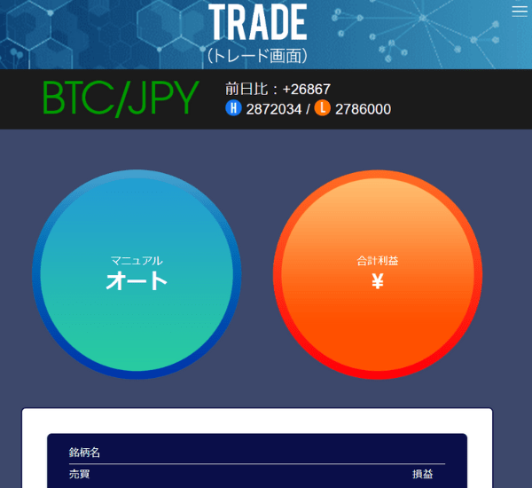 MIRAI（ミライ）のシステム画面