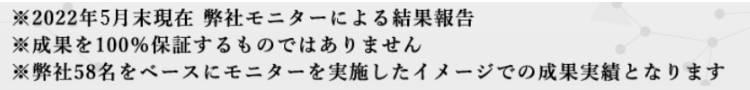 「弊社58名をベースにモニターを実施したイメージでの成果実績となります」